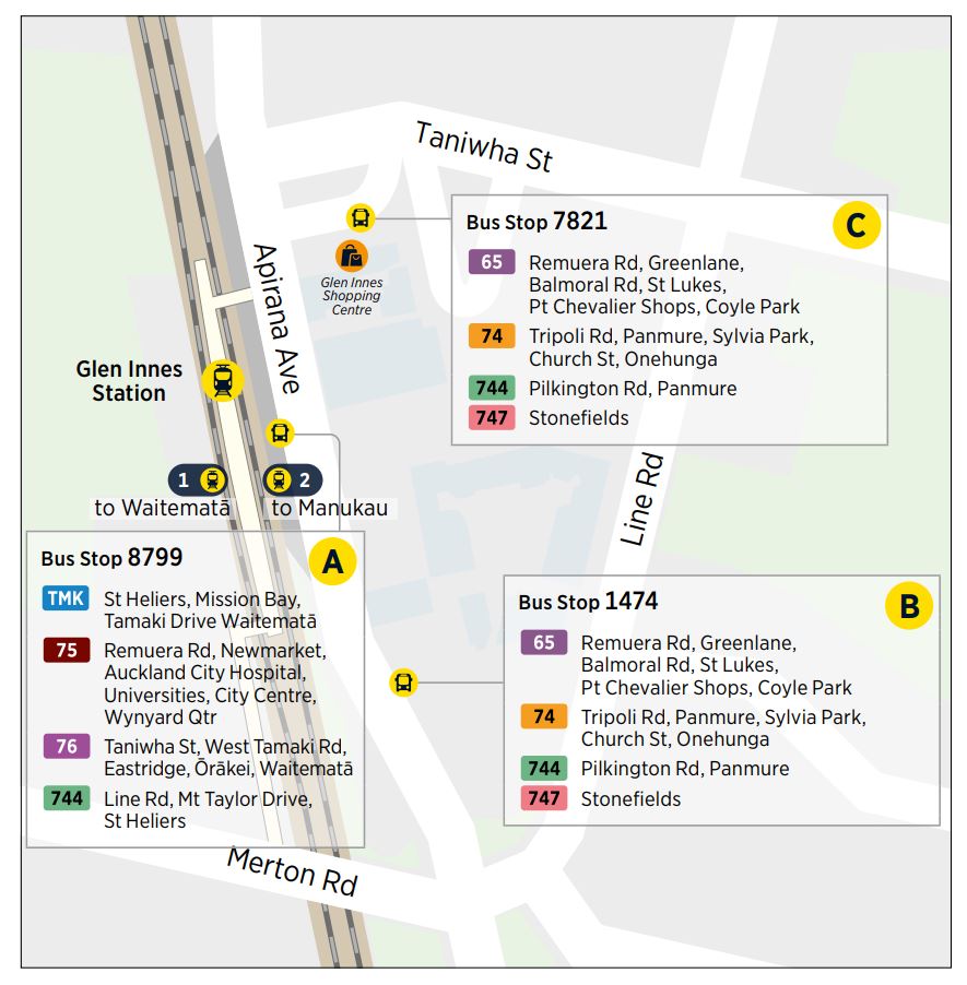 Glen Innes bus interchange map Apirana Avenue Auckland